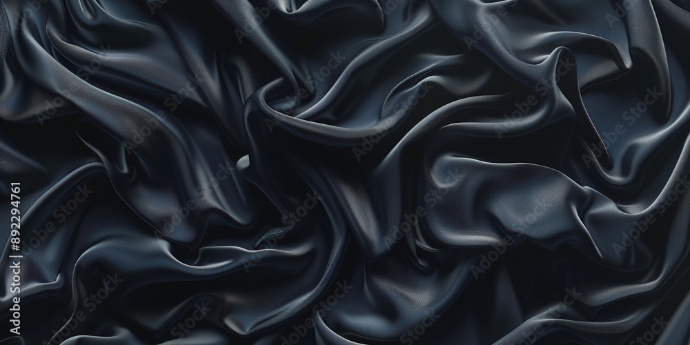 Luxurious Black Silk Satin Background with Flowing Fabric Waves, Perfect for Elegant and Cinematic Design Presentations Luxurious Black Silk Satin Background with Flowing Fabric Waves, Perfect for Elegant and Cinematic Design Presentations