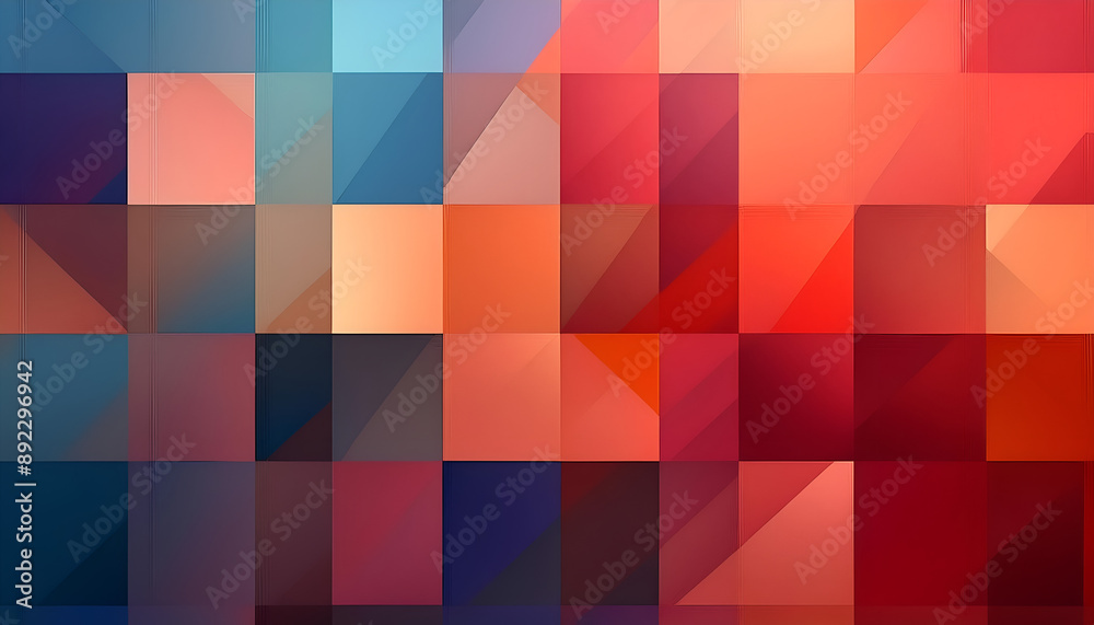Abstract Geometric Pattern in Red, Blue, and Orange Hues Abstract Geometric Pattern in Red, Blue, and Orange Hues