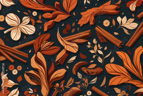 seamless pattern cinnamon illustration