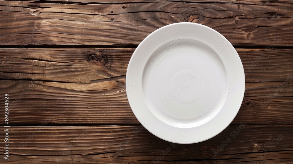 Empty plate on wood background for your design Empty plate on wood background for your design