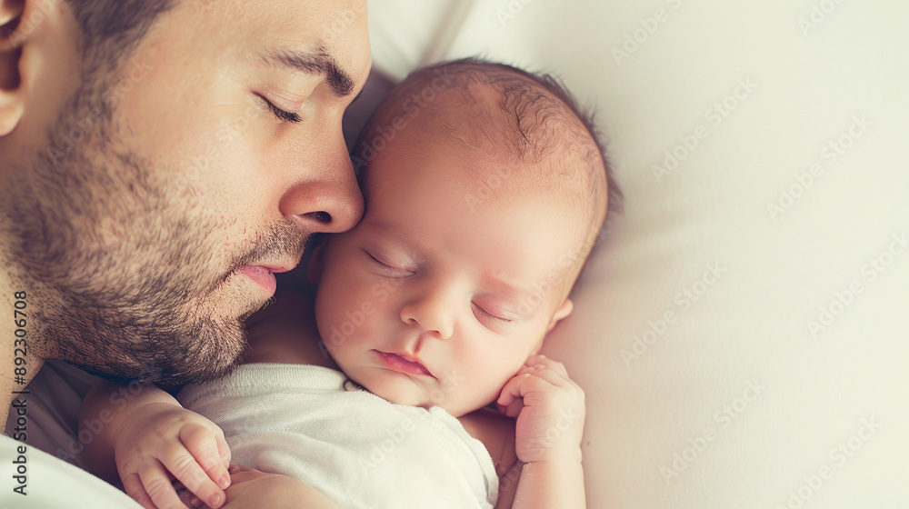 Father holding his newborn baby - Unconditional paternal love. Father holding his newborn baby - Unconditional paternal love.