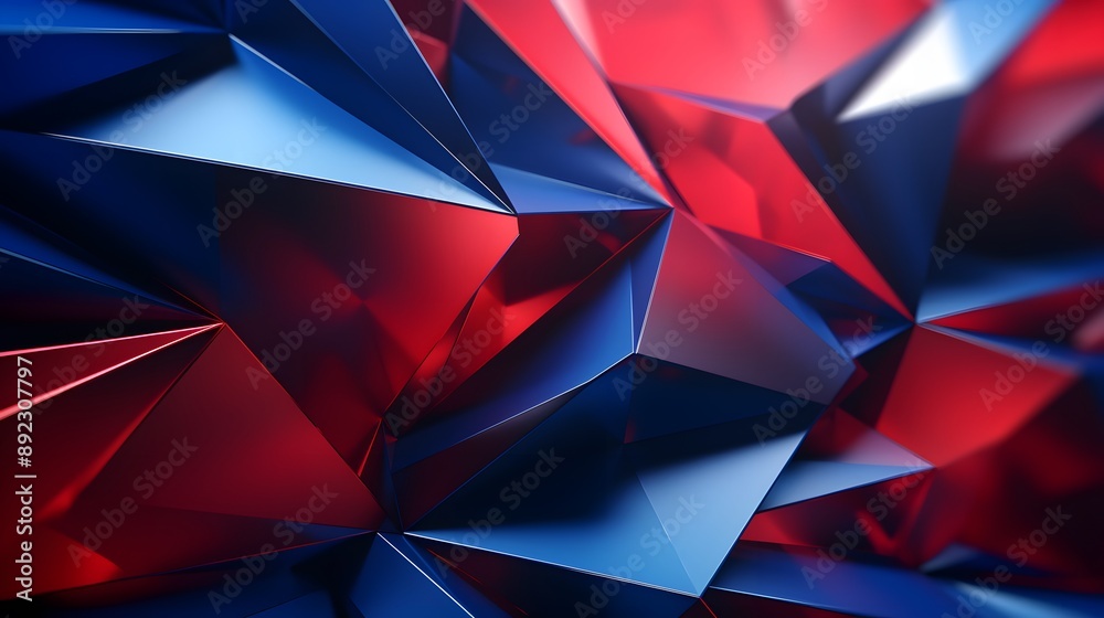 3d rendering of red and blue abstract geometric background. Scene for advertising, technology, showcase, banner, game, sport, cosmetic, business, metaverse. Sci-Fi Illustration. Product display