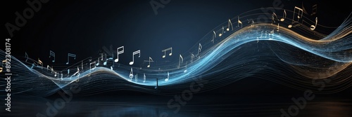 An abstract depiction of musical staves transformed into waves symbolizing sound.