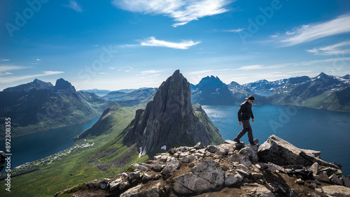 Exploring Norway's Majestic Mountains: Hiking to Segla Peak on Senja Island - A Photogenic Adventure in Arctic Wilderness photo