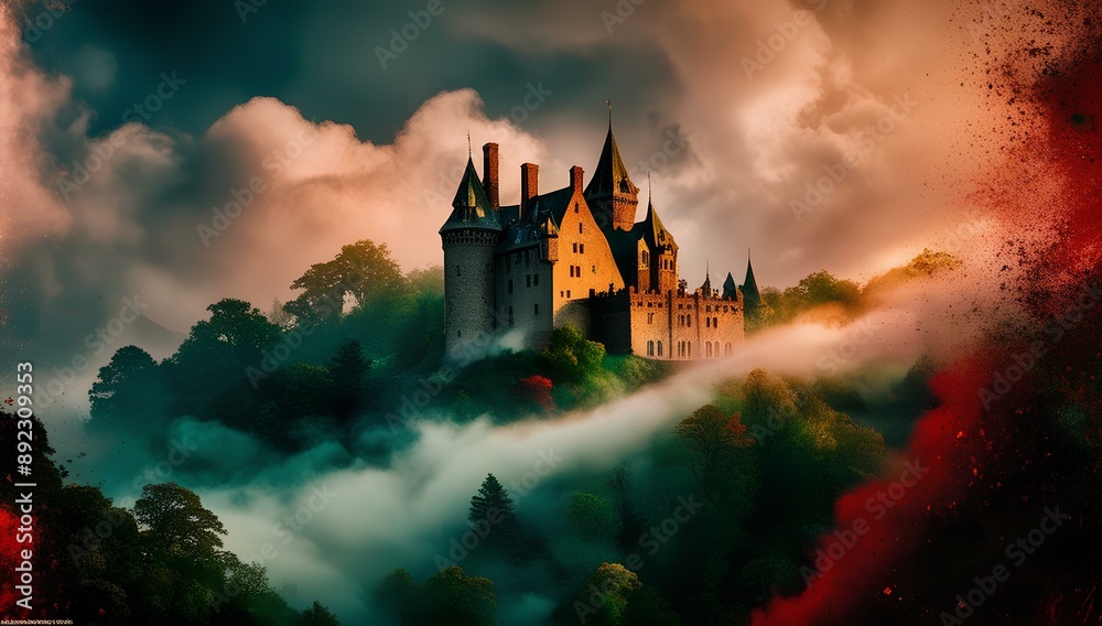 A castle on a cloud-dazzled hill. A castle on a cloud-dazzled hill.