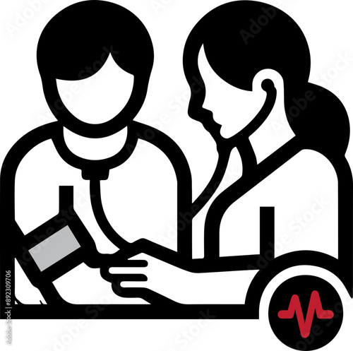 A healthcare professional measuring a patient's blood pressure with a sphygmomanometer.