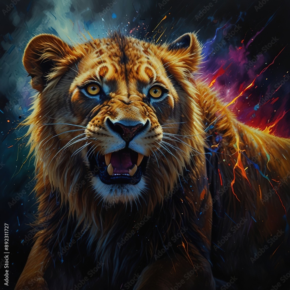 Fototapeta premium lightning lion cub