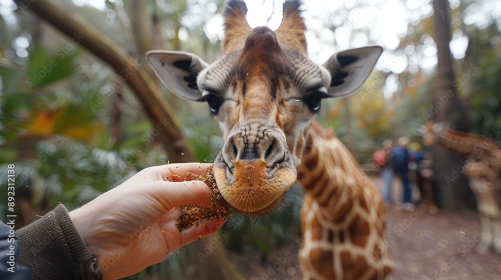 Close-Up of a Giraffe Being Fed Close-Up of a Giraffe Being Fed