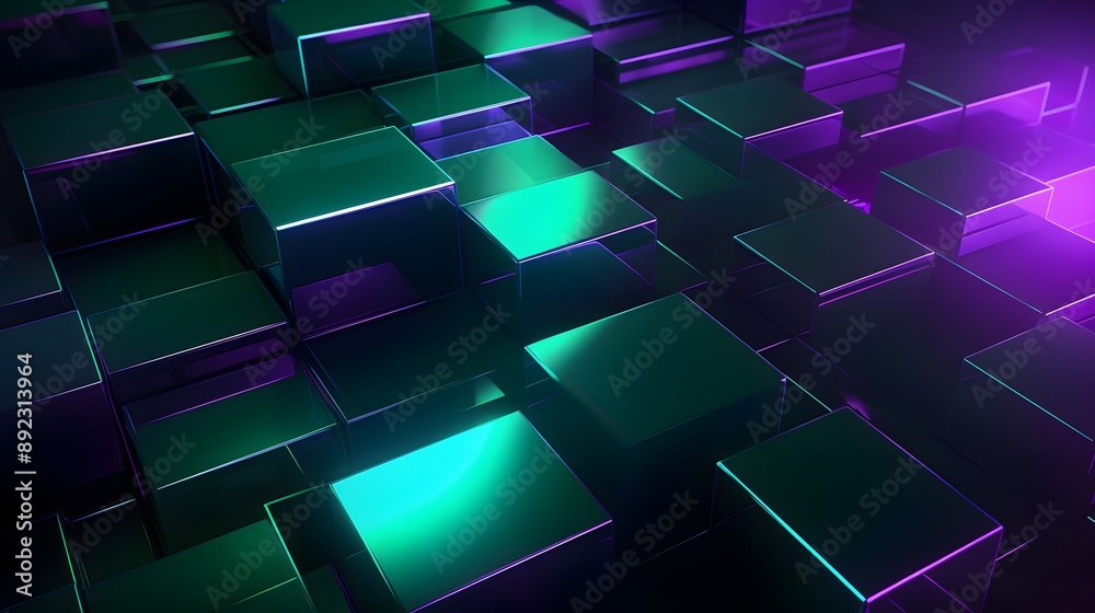 3d rendering of green and purple abstract geometric background. Scene for advertising, technology, showcase, banner, game, sport, cosmetic, business, metaverse. Sci-Fi Illustration. Product display 3d rendering of green and purple abstract geometric background. Scene for advertising, technology, showcase, banner, game, sport, cosmetic, business, metaverse. Sci-Fi Illustration. Product display