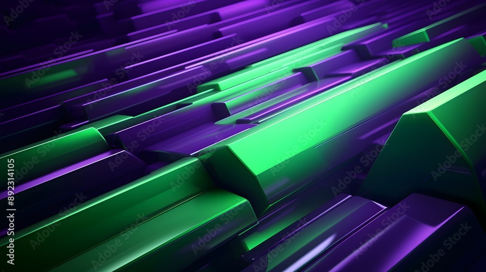 3d rendering of green and purple abstract geometric background. Scene for advertising, technology, showcase, banner, game, sport, cosmetic, business, metaverse. Sci-Fi Illustration. Product display 3d rendering of green and purple abstract geometric background. Scene for advertising, technology, showcase, banner, game, sport, cosmetic, business, metaverse. Sci-Fi Illustration. Product display
