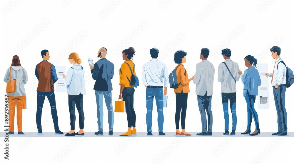 Highresolution image of recruiters attending a career fair, actively engaging with potential candidates, modern displays, and energetic Highresolution image of recruiters attending a career fair, actively engaging with potential candidates, modern displays, and energetic