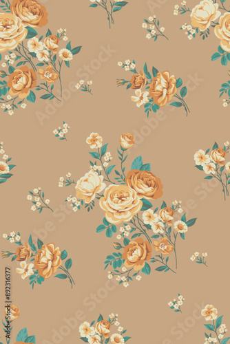 Seamless pattern with vintage roses for summer dress fabrics