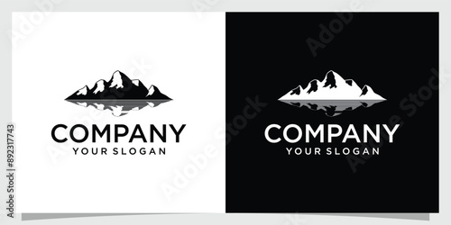 Simple mountain silhouette logo. Trail logo with a mountain concept that gives the feel of an explorer or climber.