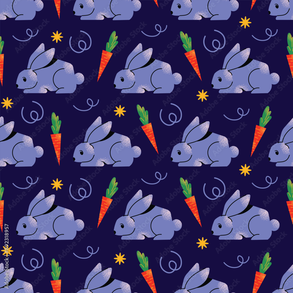 Rabbit and carrot farm animals seamless pattern. Big collection with cow, sheep, turkey, rabbit, duck, hen, pig. Food for animals. Countryside, agriculture. Cute farm animal isolated on background Rabbit and carrot farm animals seamless pattern. Big collection with cow, sheep, turkey, rabbit, duck, hen, pig. Food for animals. Countryside, agriculture. Cute farm animal isolated on background