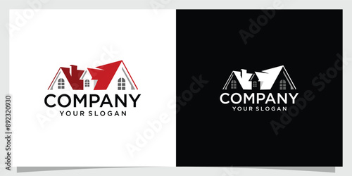 Real Estate logo house design concept roof of building and house.