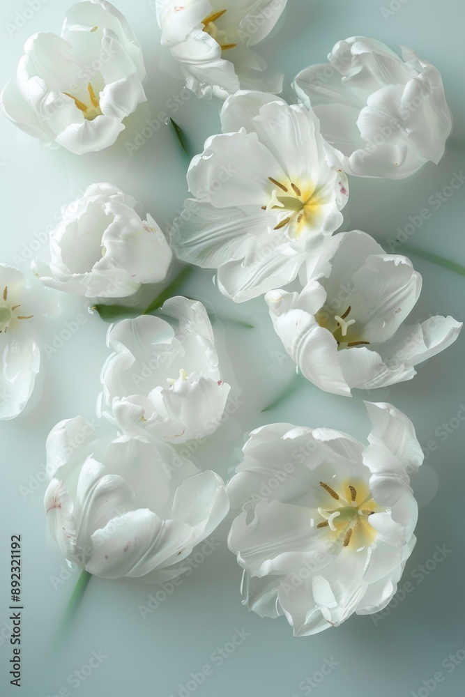 A collection of white flowers arranged on a table, ideal for use in still life photography, event decoration, or as a symbol of purity and innocence A collection of white flowers arranged on a table, ideal for use in still life photography, event decoration, or as a symbol of purity and innocence