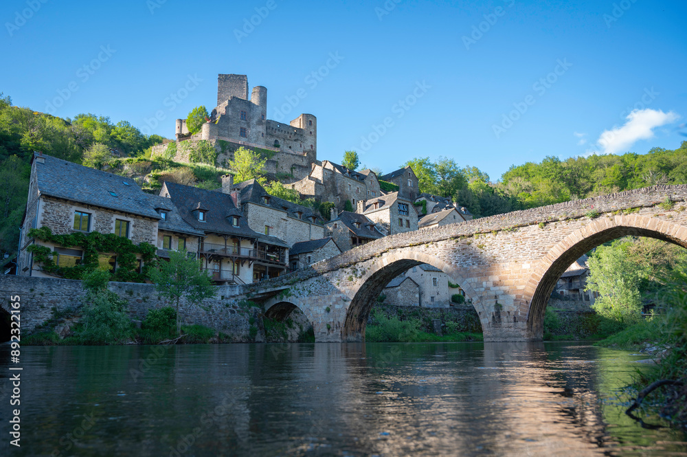Village of Belcastel, France, at sunset Village of Belcastel, France, at sunset
