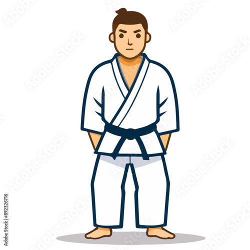 Budo Series - Vector graphics of single sportsmen in Keikogi doing Judo, Karate and other east asian sports