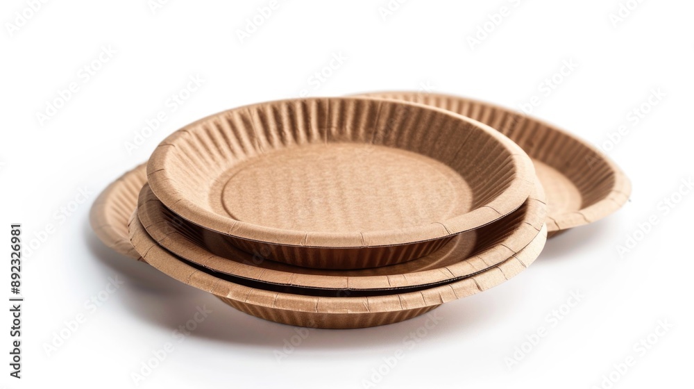 A pile of brown paper plates stacked on top of each other A pile of brown paper plates stacked on top of each other