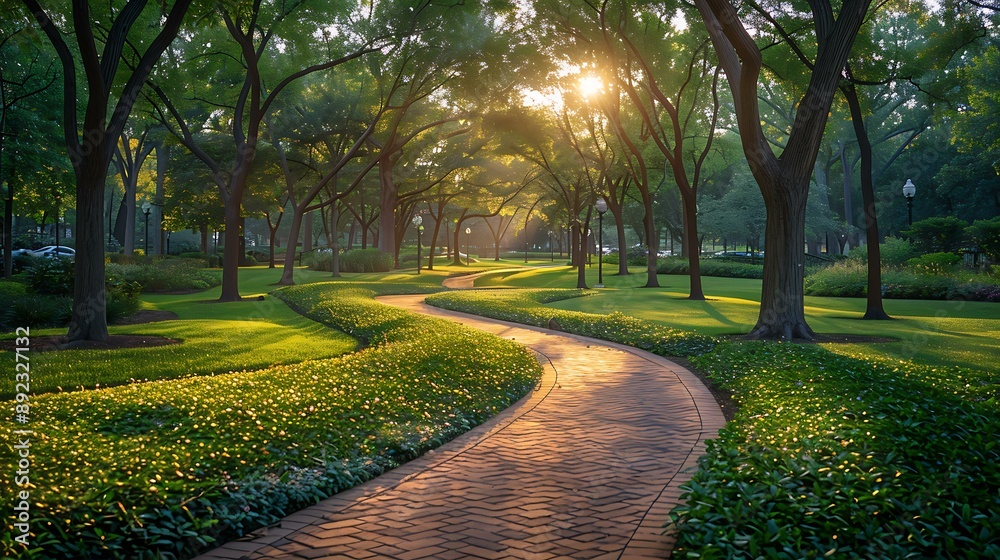 Obraz premium A beautiful park with a walking path