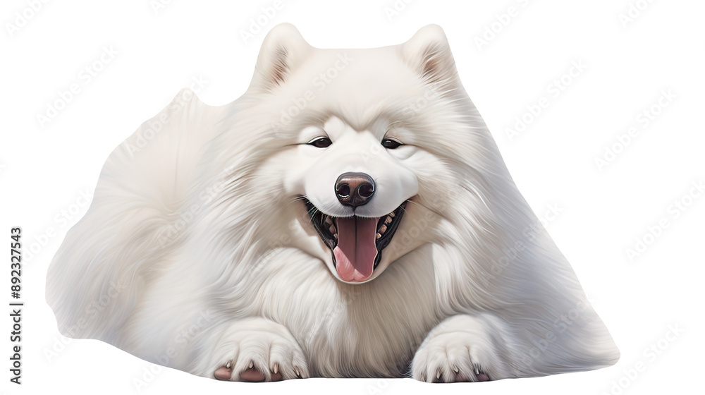Samoyed Dog with a smile and fluffy fur Transparent Background AI Generative Samoyed Dog with a smile and fluffy fur Transparent Background AI Generative