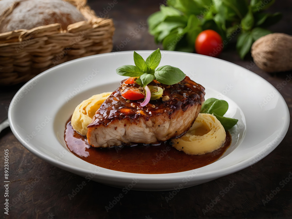 grilled meat with vegetables and sauce grilled meat with vegetables and sauce