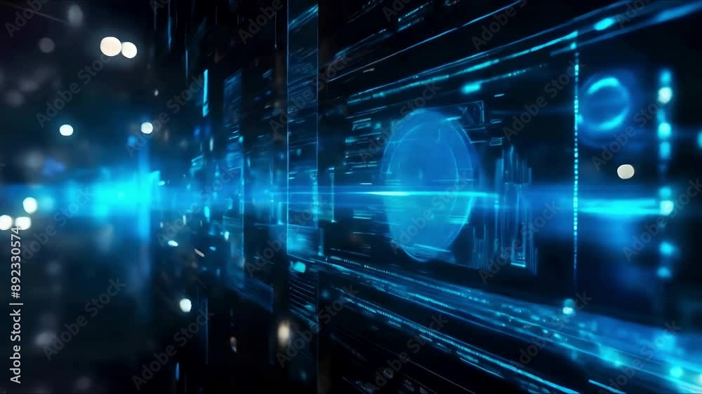 Motion graphics background with digital screen with blue holographic Motion graphics background with digital screen with blue holographic