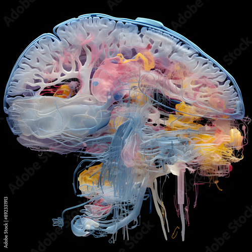 High-resolution Computed Tomography (CT) Scan of a Human Brain Showcasing Detailed Neurological Structures photo