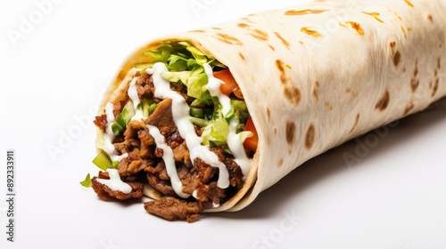 Shawarma on isolated white background. Ideal for menu designs, food blogs, restaurant promotion, social media posts, and culinary projects.