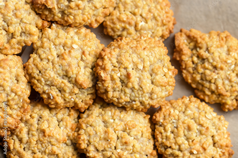 Oatmeal and cookies are a healthy breakfast. Cookie food homemade concept. A plate of oatmeal, cookies, and whites. A plate of oatmeal, cookies, and white lifestyle bread for breakfast. Oatmeal and cookies are a healthy breakfast. Cookie food homemade concept. A plate of oatmeal, cookies, and whites. A plate of oatmeal, cookies, and white lifestyle bread for breakfast.