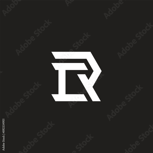letter cr simple geometric lines linked logo vector