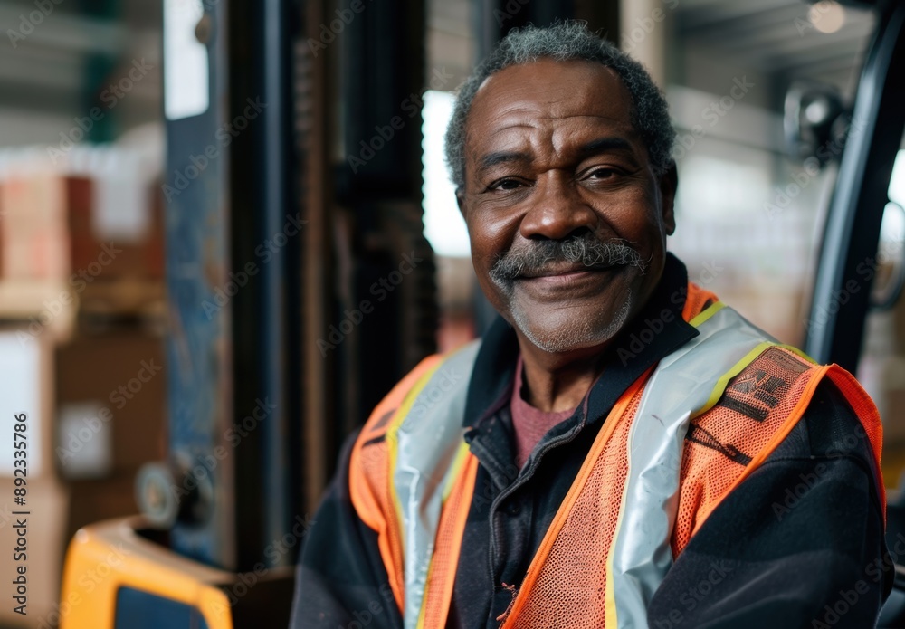 Smiling forklift operator in warehouse
Smiling forklift operator in warehouse