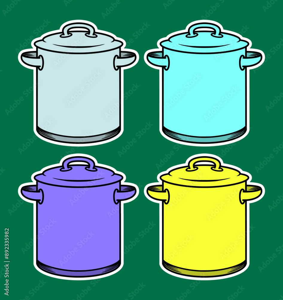 Hand Drawn Cooking Pot Sticker Vector Illustration Hand Drawn Cooking Pot Sticker Vector Illustration