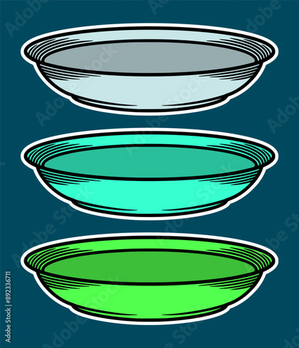 Hand Drawn Plate Sticker Vector Illustration