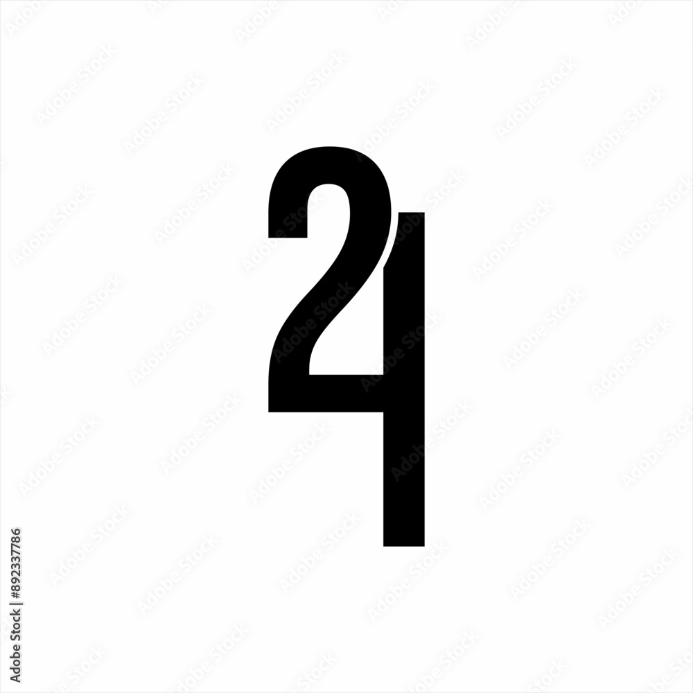 Unique simple number 24 logo design. Unique simple number 24 logo design.
