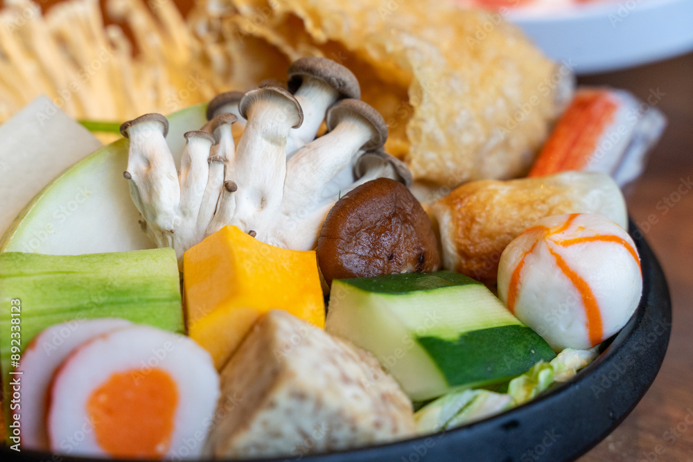 Enjoy authentic and delicious hot pot dishes with rich vegetables, tofu, meat slices, mushrooms and hot pot ingredients that are super nutritious and fresh Enjoy authentic and delicious hot pot dishes with rich vegetables, tofu, meat slices, mushrooms and hot pot ingredients that are super nutritious and fresh