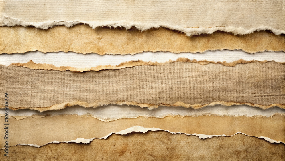 Rough, frayed, and ripped paper edges with torn sections, exhibiting a distressed, worn look, ideal for collage-style compositions or adding an edgy, vintage feel to designs. Rough, frayed, and ripped paper edges with torn sections, exhibiting a distressed, worn look, ideal for collage-style compositions or adding an edgy, vintage feel to designs.