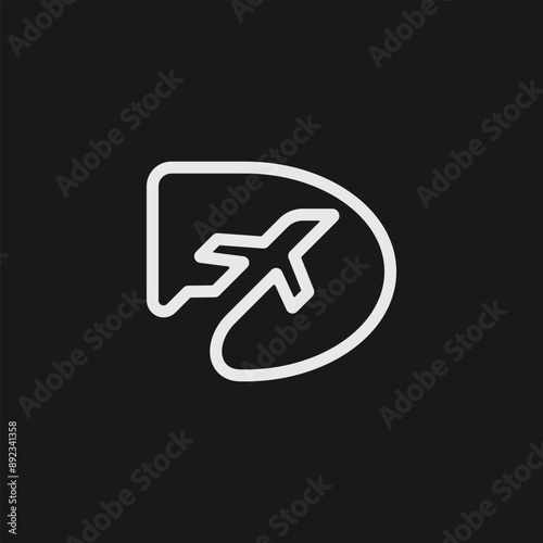 Plane letter D logo vector