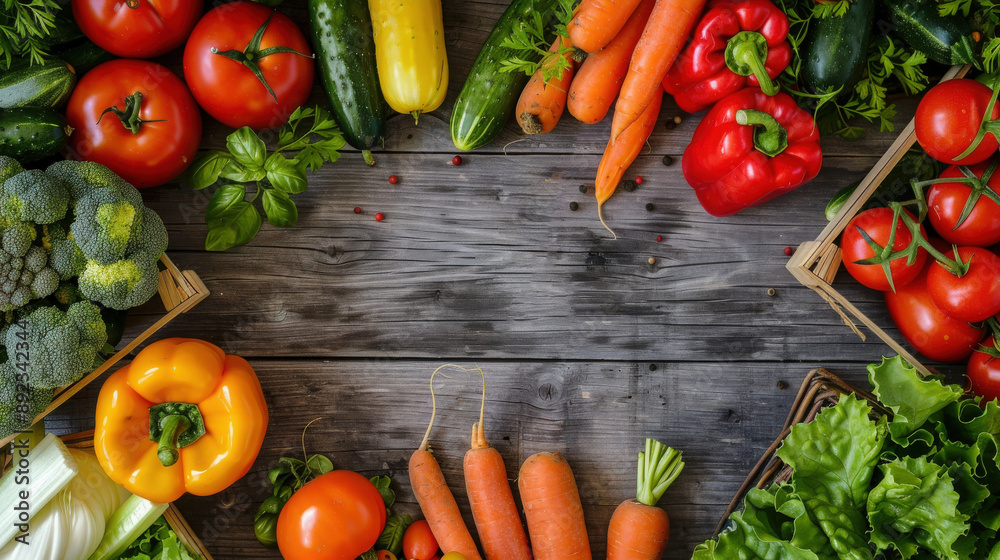 Rustic display of assorted fresh vegetables Rustic display of assorted fresh vegetables