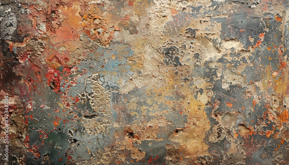 Obraz premium A Closeup View of Rusted Metal with Flaking Paint Revealing a Complex and Textured Surface
