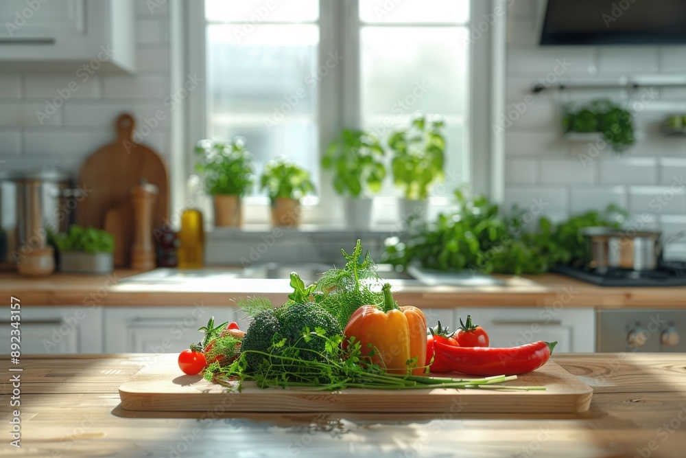 Healthy vegetables prepared on kitchen counter Healthy vegetables prepared on kitchen counter