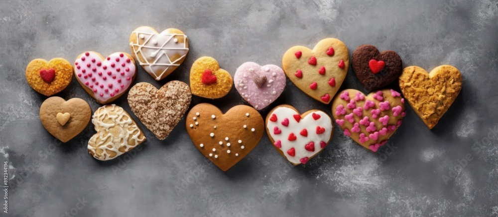 Assortment of Heart-Shaped Cookies for Valentine's Day Assortment of Heart-Shaped Cookies for Valentine's Day