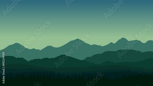 Canvas Print Green mountains landscape background