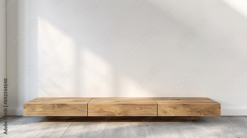 A White wall, background, minimalist living room interior with wooden TV cabinet. A White wall, background, minimalist living room interior with wooden TV cabinet.