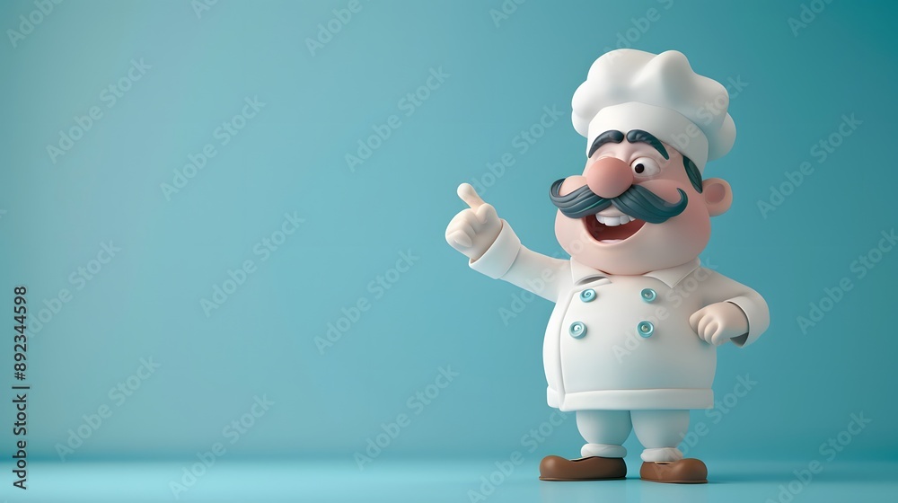 Funny Chef Character Pointing 3D Cartoon Illustration. Funny Chef Character Pointing 3D Cartoon Illustration.