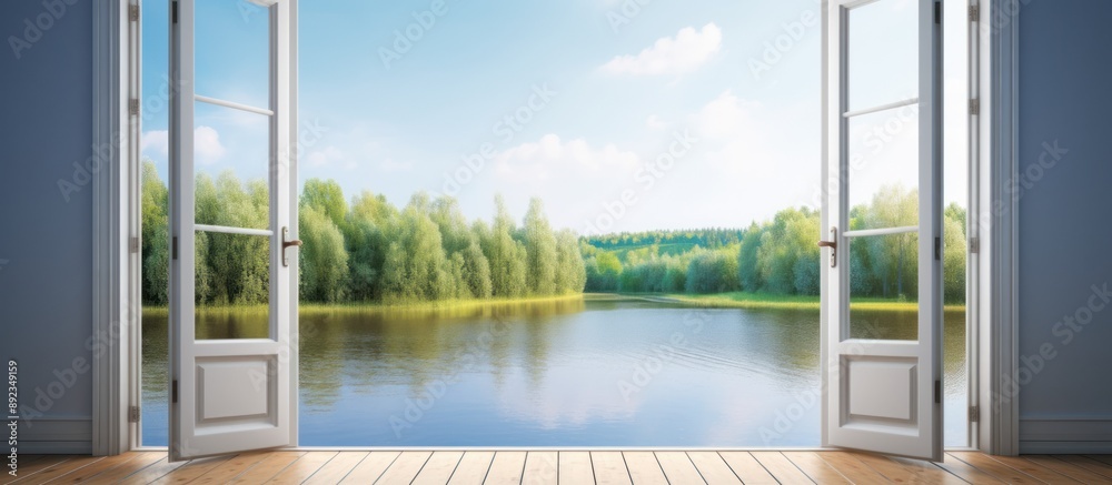 French Doors Opening to a Tranquil Lake View French Doors Opening to a Tranquil Lake View