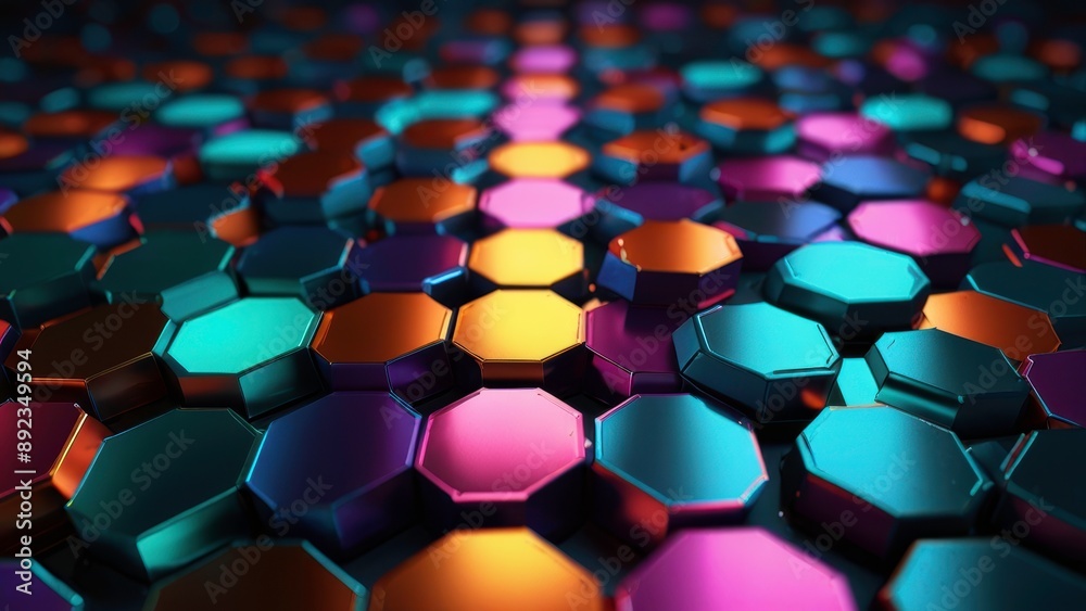 3D hexagon background, futuristic design, metallic textures, vibrant lighting, high-resolution, ultra-realistic detail, perfect for digital art and presentations 3D hexagon background, futuristic design, metallic textures, vibrant lighting, high-resolution, ultra-realistic detail, perfect for digital art and presentations