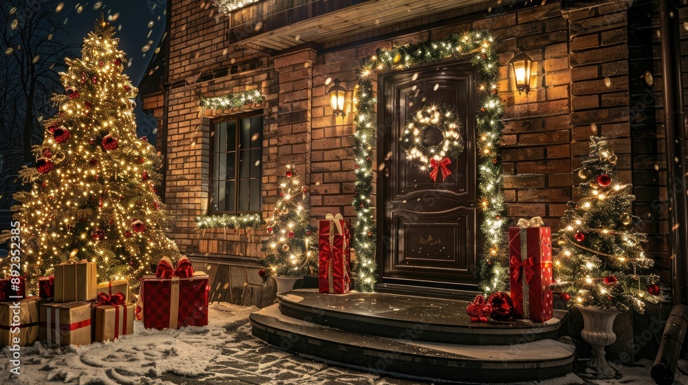 Outdoor Christmas Decor featuring Tree Gifts and Festive Illumination Outdoor Christmas Decor featuring Tree Gifts and Festive Illumination