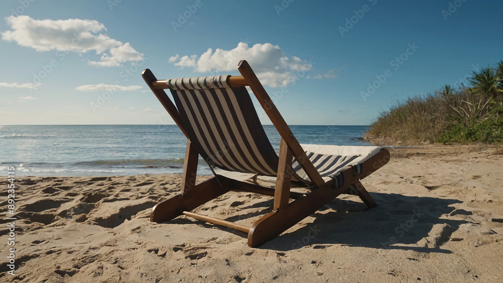 chair on the beach,Red and white striped deck chair at beach.Summer and travel concept.
chair on the beach,Red and white striped deck chair at beach.Summer and travel concept.