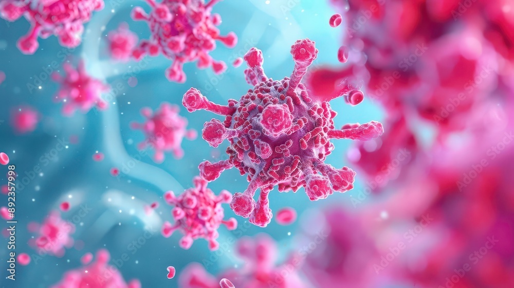 Medical 3D visualization of mast cell activation by allergens, mast cell, allergen interaction Medical 3D visualization of mast cell activation by allergens, mast cell, allergen interaction